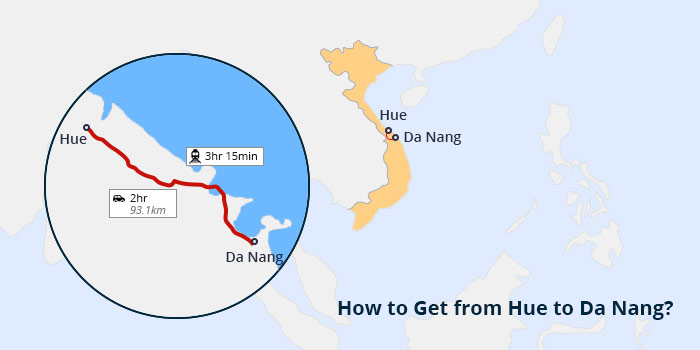 Hue¬ and Da Nang located map